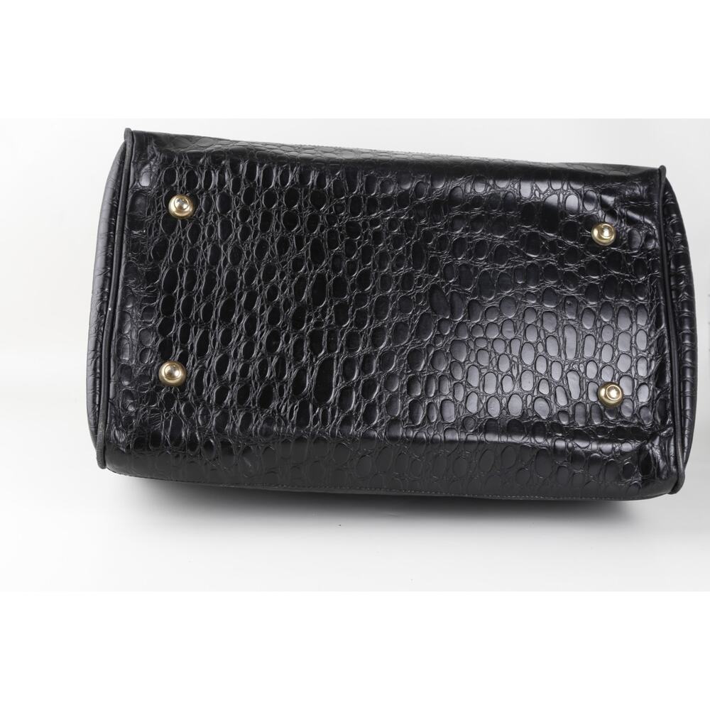 Rare Vintage L’ior Structured Doctor Frame Bag Croc Embossed Leather Calf Hair - Picture 12 of 16
